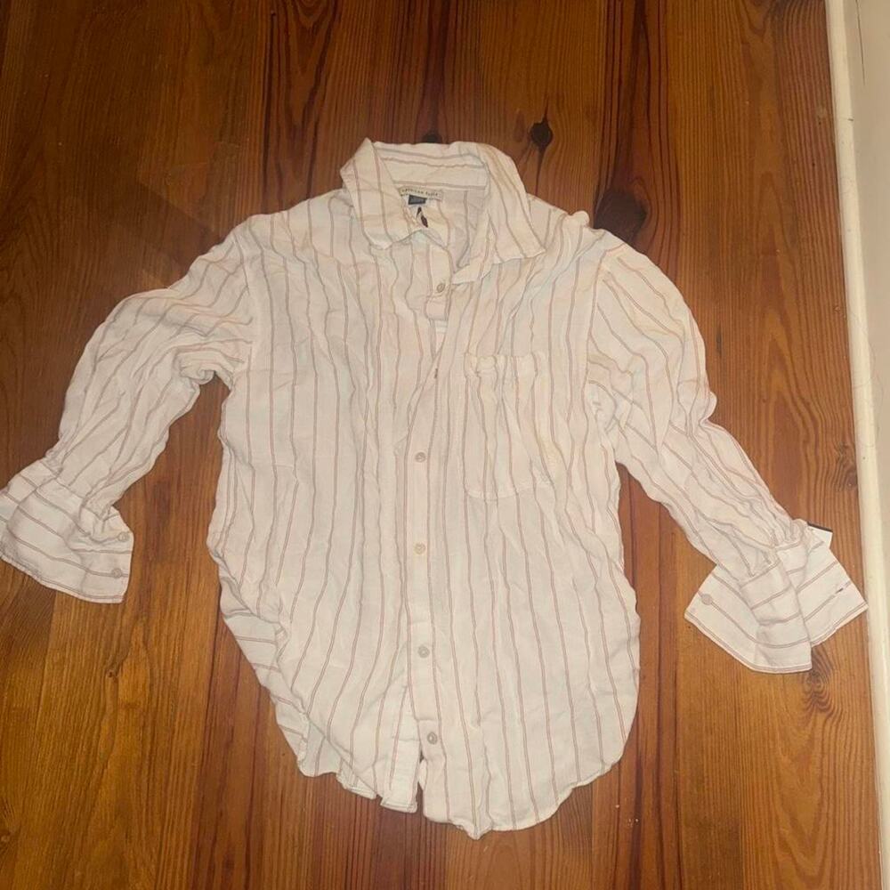 American eagle striped button down w/ tie back detail
